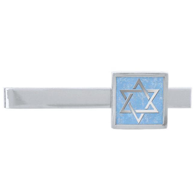 Silver Star of David Tie Bar (Front)