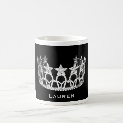 Silver Star Pageant Crown Personalized Name Mug