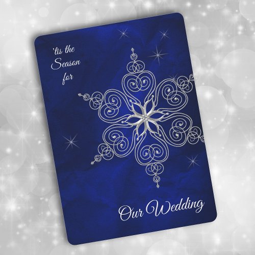 Silver Star Snowflake Winter Sky Wedding Invitation