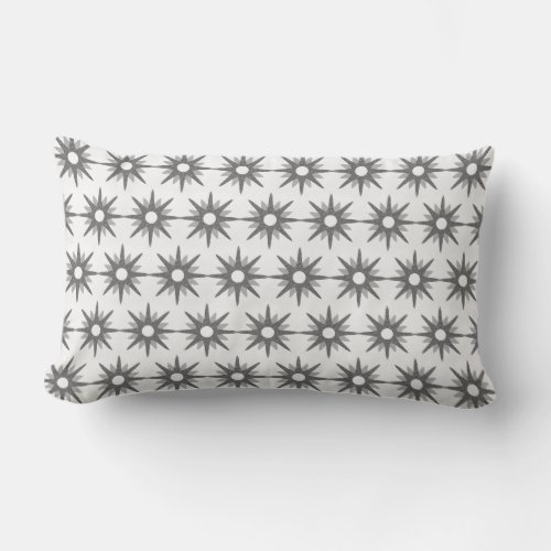 Silver Starburst Mid_Century Modern Lumbar Pillow