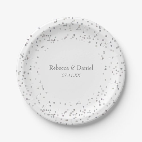 Silver Stardust Confetti Paper Plates