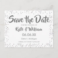 Silver Stardust Confetti Save the Date