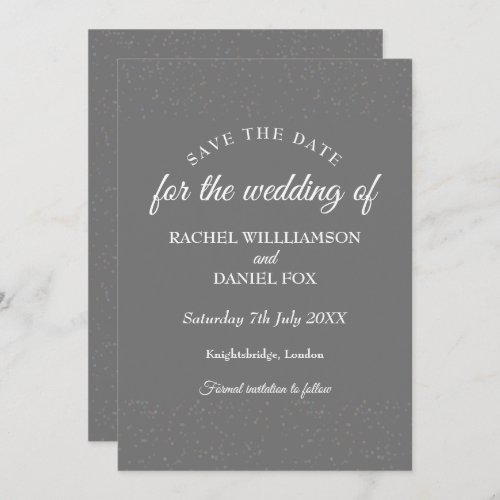 Silver Stardust Confetti Save the Date Card