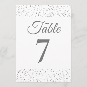 Silver Stardust Confetti Table Number