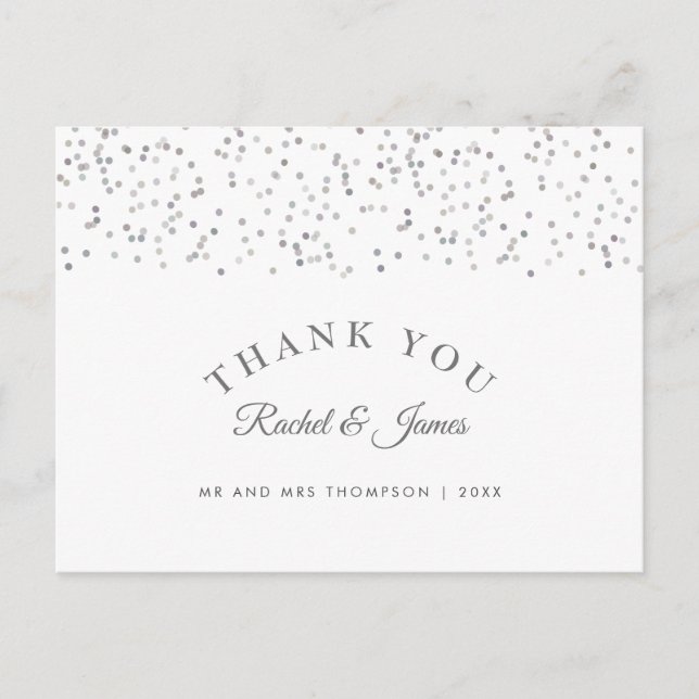 Silver Stardust Wedding Thank You Postcard (Front)