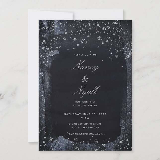 Silver Starry Night Party Invitation (Front)