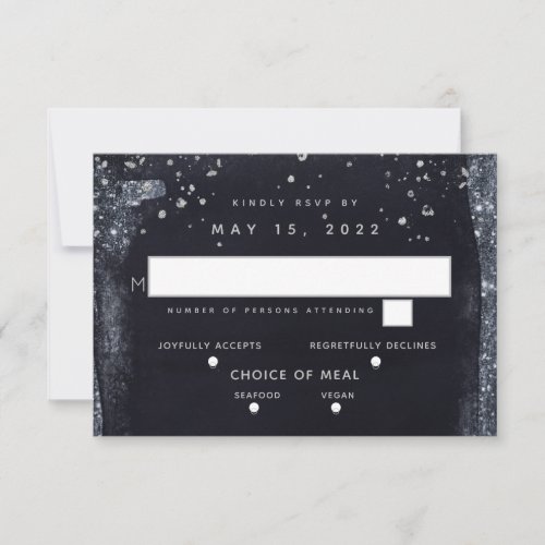 Silver Starry Night Wedding 2 Meal Choice RSVP