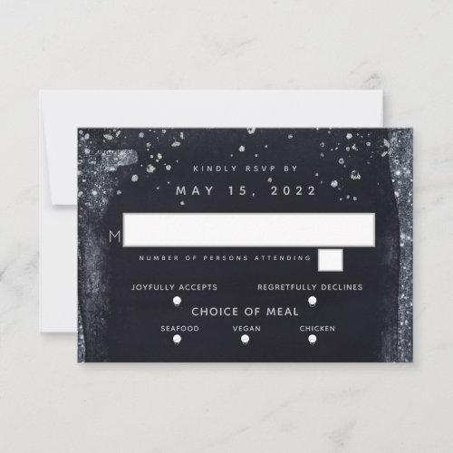 Silver Starry Night Wedding 3 Meal Choice RSVP