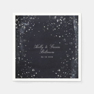 Silver Starry Night Wedding Cocktail Napkins