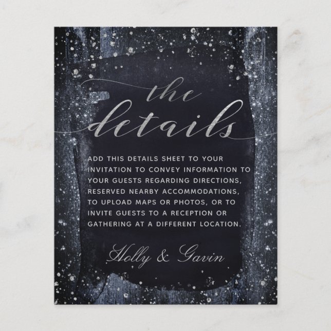 Silver Starry Night Wedding Details Enclosure (Front)