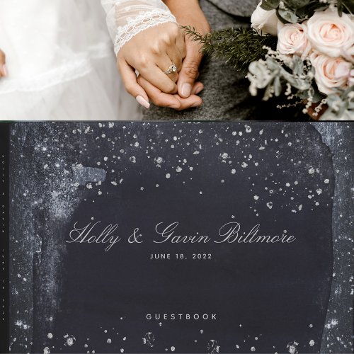 Silver Starry Night Wedding Guest Book