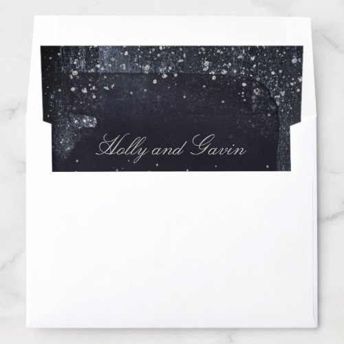 Silver Starry Night Wedding Invitation Suite Envelope Liner