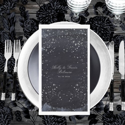 Silver Starry Night Wedding Long Paper Guest Towels