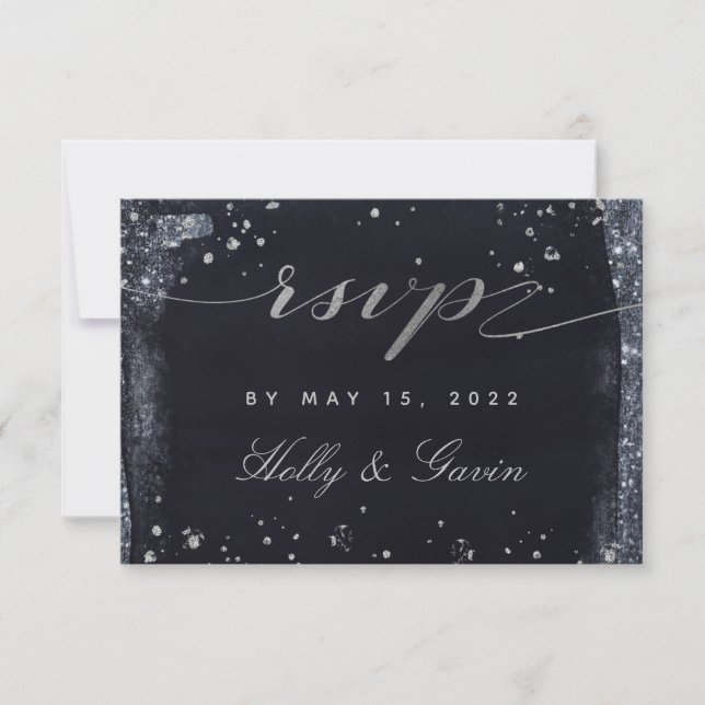 Silver Starry Night Wedding Mail-In RSVP (Front)