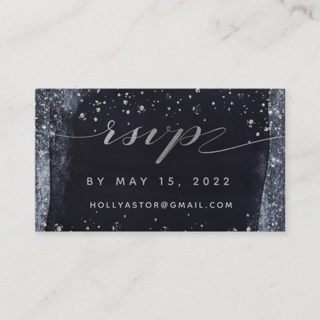 Silver Starry Night Wedding Online RSVP Card (Front)