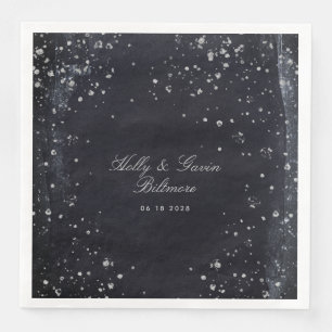 Silver Starry Night Wedding Paper Dinner Napkins
