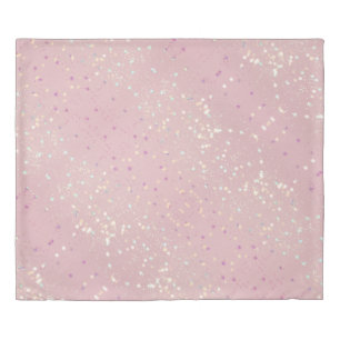 Silver Stars Aesthetic Glitter Pink Background Duvet Cover