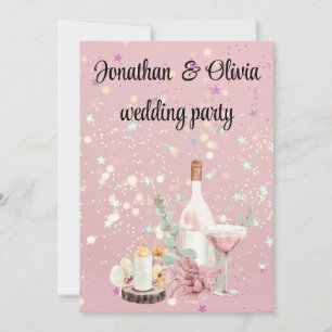 Silver Stars Aesthetic Glitter Pink Background Invitation