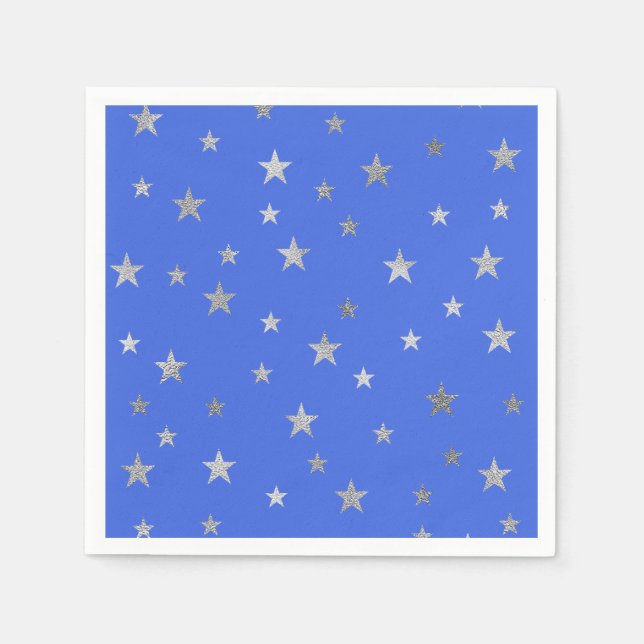 Silver Stars and royal blue Napkins (Front)