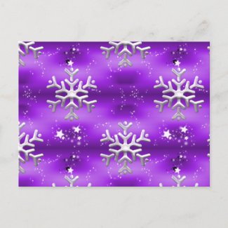 Silver Stars and Snowflakes on Purple Christmas