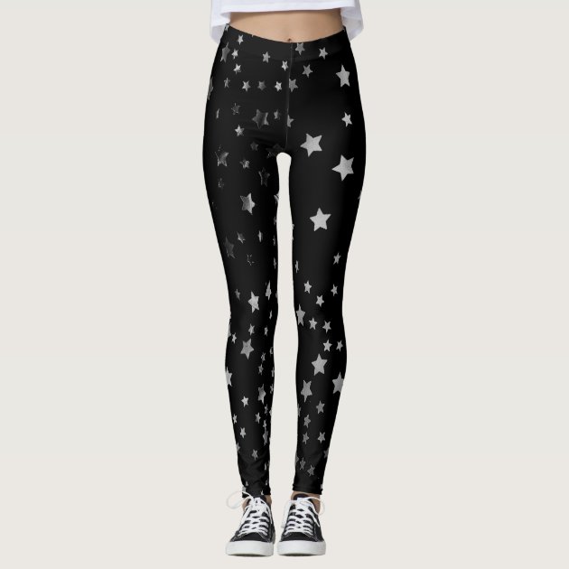 White leggings with silver stars Clearance
