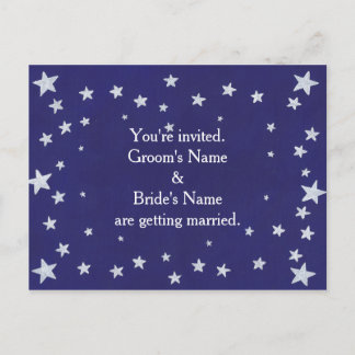 Silver Stars Blue Wedding Invitation Postcards