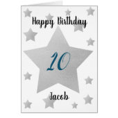 Silver Stars Boy 10th Birthday (Front)