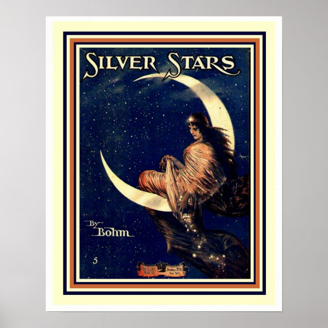 Silver Stars by Bohm Art Nouveau  Poster 16 x 20 (Front)