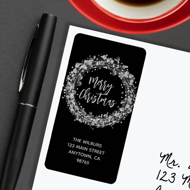 Silver Stars Christmas Return Address Label (Silver Stars Christmas Return Address Labels)