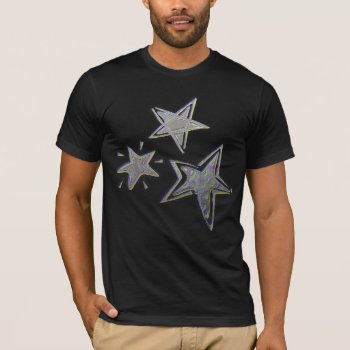 Silver Stars Christmas T-shirt by christmas_tshirts at Zazzle