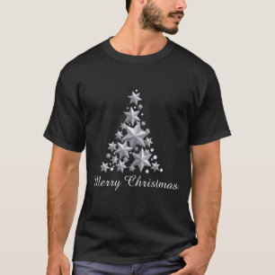 Silver Stars Christmas Tree Merry Christmas T-Shirt