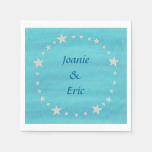 Silver Stars Circle Blended Blue Names Napkins