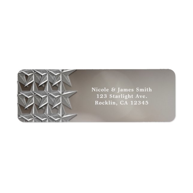 Silver Stars & Elegant Bokeh Lights Invitation Label (Front)