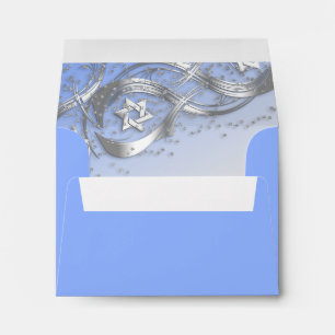 Silver Stars Flourish Silver Confetti Blue Envelope