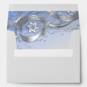 Silver Stars Flourish Silver Confetti Blue Envelope