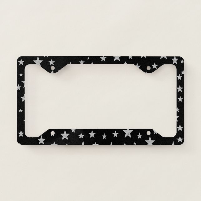 Silver Stars License Plate Frame (Front)