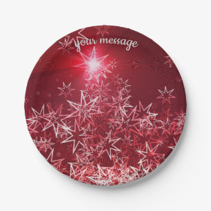 Silver stars on a red background paper plates