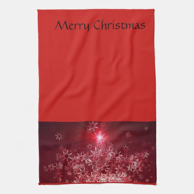 Silver stars on a red background towel (Vertical)