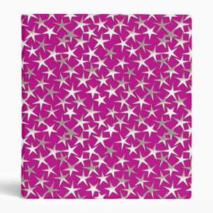 Silver stars on amethyst purple 3 ring binder