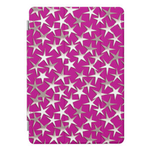 Silver stars on amethyst purple iPad mini case