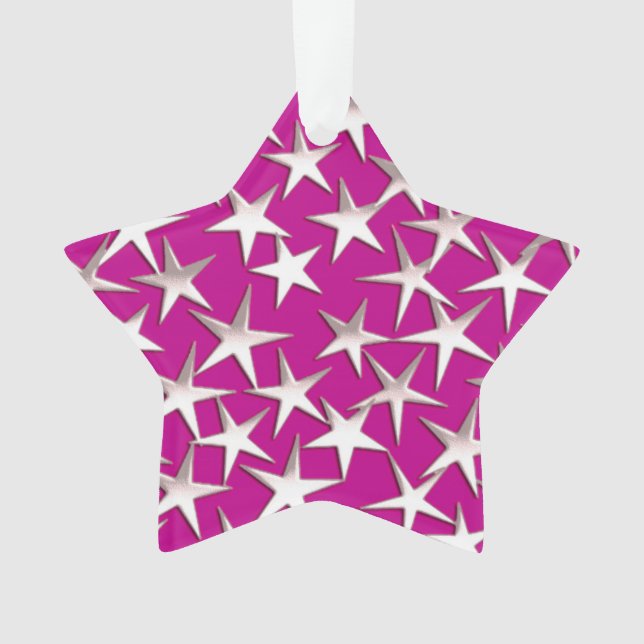 Silver stars on amethyst purple ornament (Front)