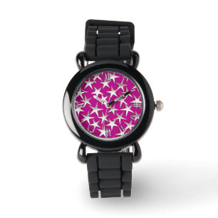 Silver stars on amethyst purple watch