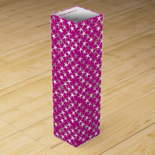 Silver stars on amethyst purple wine gift box