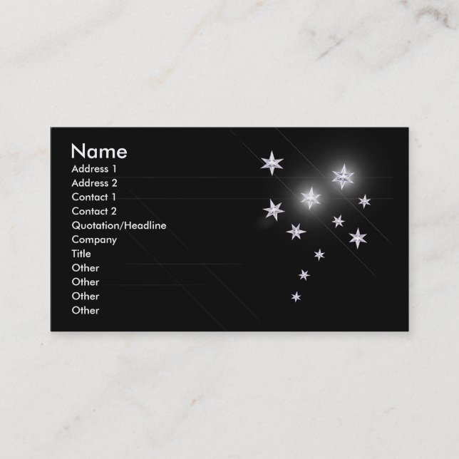 Silver Stars on Black Business Card (Front)