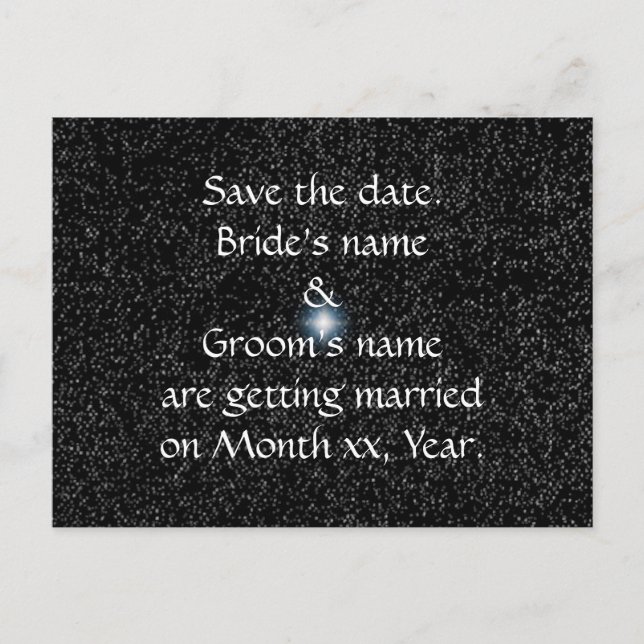 Silver Stars on Black Save the date Postcards (Front)