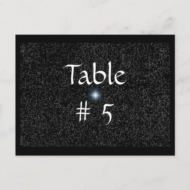 Silver Stars on Black Table Number Postcards (Front)
