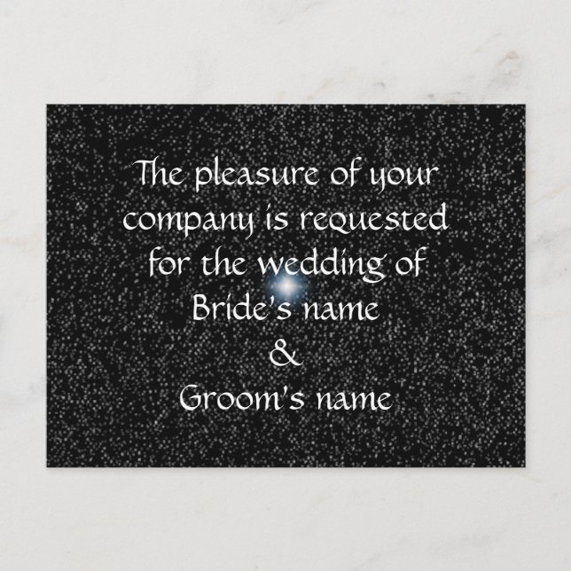 Silver Stars on Black Wedding Invite Postcards (Front)