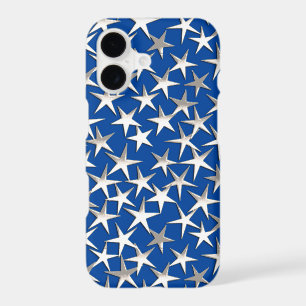 Silver stars on cobalt blue iPhone 17 case