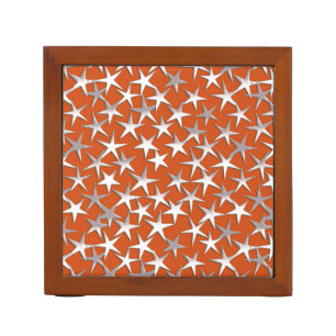 Silver stars on copper desk organizer