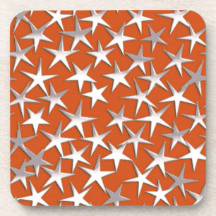 Silver stars on copper drink coaster
